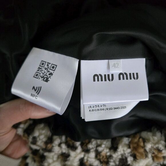 Miu Miu Leopard Teddy Brown Bomber Jacket Hooded Coat size 42 6 S NEW - Picture 13 of 15